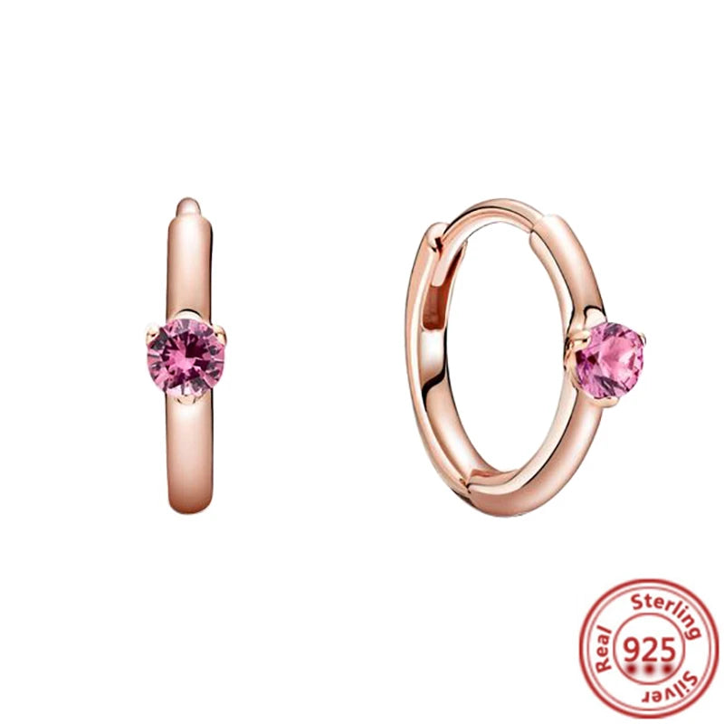 Hot Sale 925 Sterling Silver Heart Earrings Fit Original Charms Hoop Earrings For Women Girls Stud Earring Fine Jewelry Gifts Pi-Mart