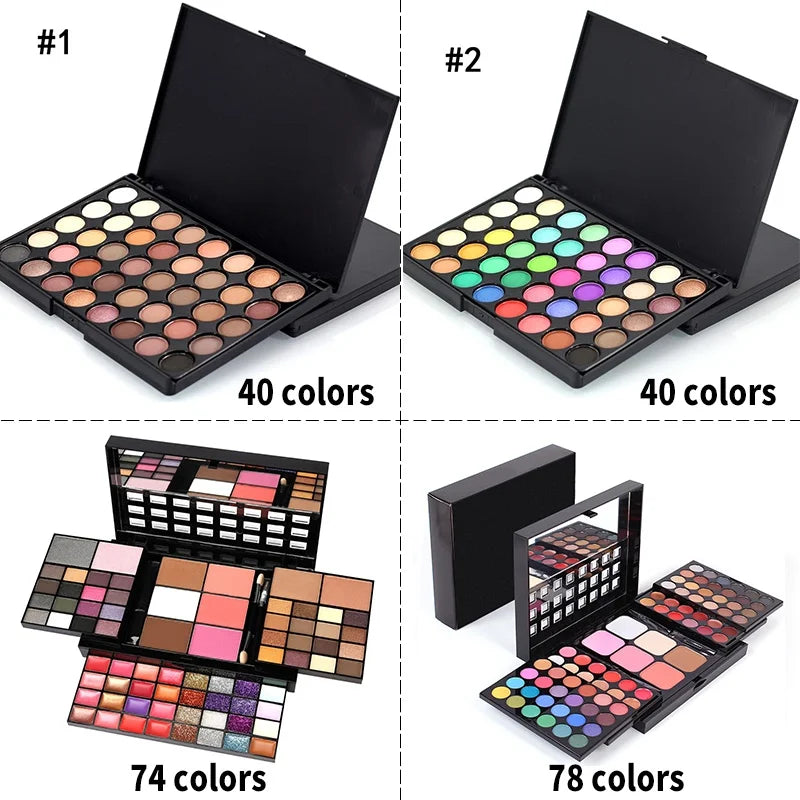 40/74/78 Colors Glitter Eyeshadow Palette Matte Waterproof Long Lasting Pressed Powder Cosmetics Kit  Fashion Women MakeUp Tools LadyShow.Store