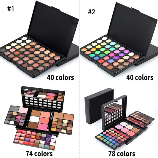 40/74/78 Colors Glitter Eyeshadow Palette Matte Waterproof Long Lasting Pressed Powder Cosmetics Kit  Fashion Women MakeUp Tools LadyShow.Store