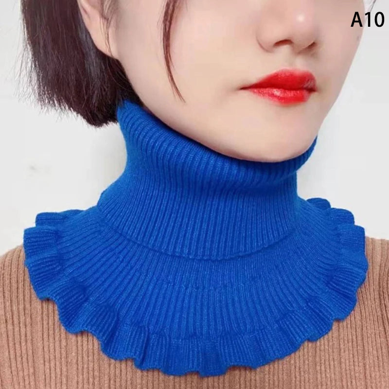 Warm Knitted Fake Collar Women Thicken Turtleneck Ruffles False Collars Detachable Neck Guard Winter Windproof Fake Collar Pi-Mart