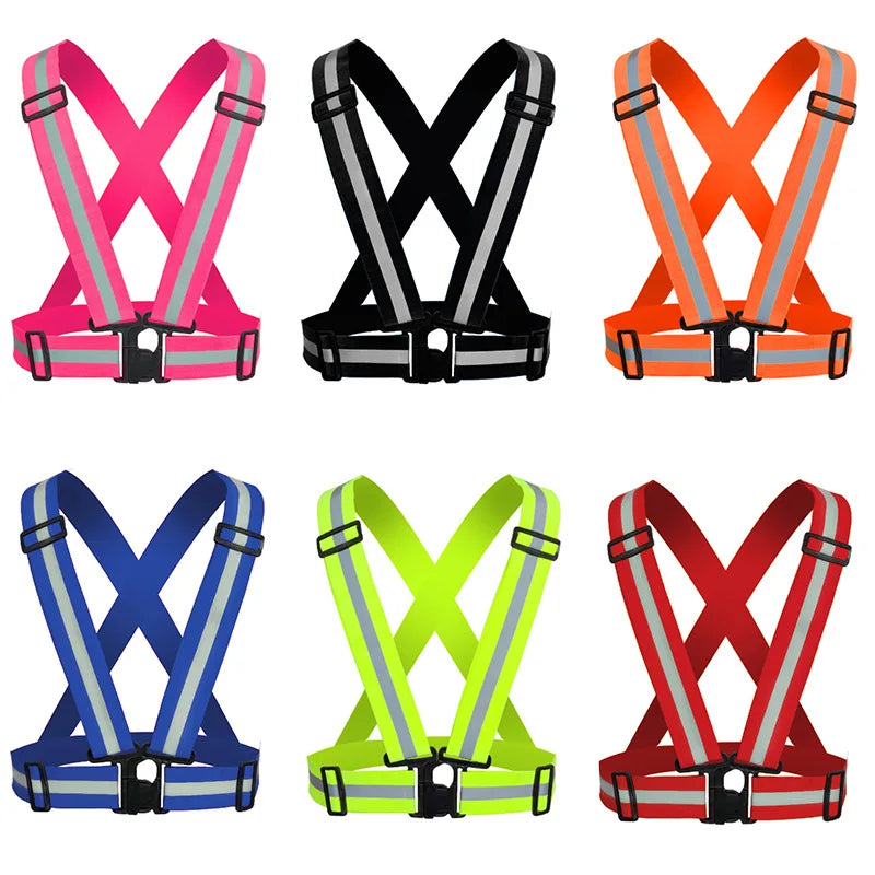 Outdoor Adjustable Safety Vests Night Walking Highlight Reflective Vest Lightweight Biking Safety Straps Running Jackets Pi-Mart