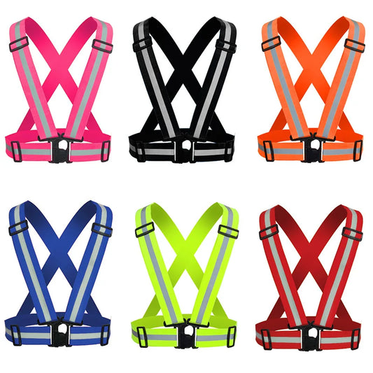 Outdoor Adjustable Safety Vests Night Walking Highlight Reflective Vest Lightweight Biking Safety Straps Running Jackets Pi-Mart