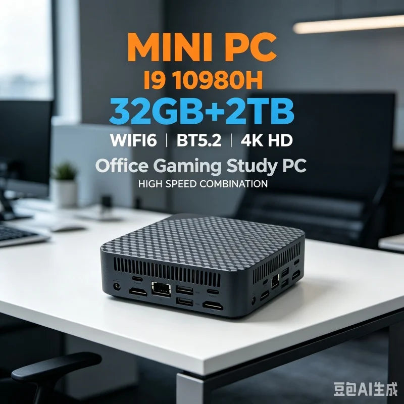 Compact Mini Gaming PC Intel i9 10980HK 16GB 32GB RAM 1TB 2TB SSD 4K HD Home Office Desktop Device Pi-Mart