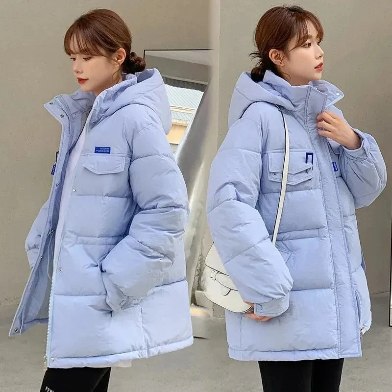 2025 New Winter Hooded Parka Women's Down Cotton Jacket Puffer Coat Overcoat Thick Warm Cotton Padded Jacket Snow Wear Outwear LadyShow.Store