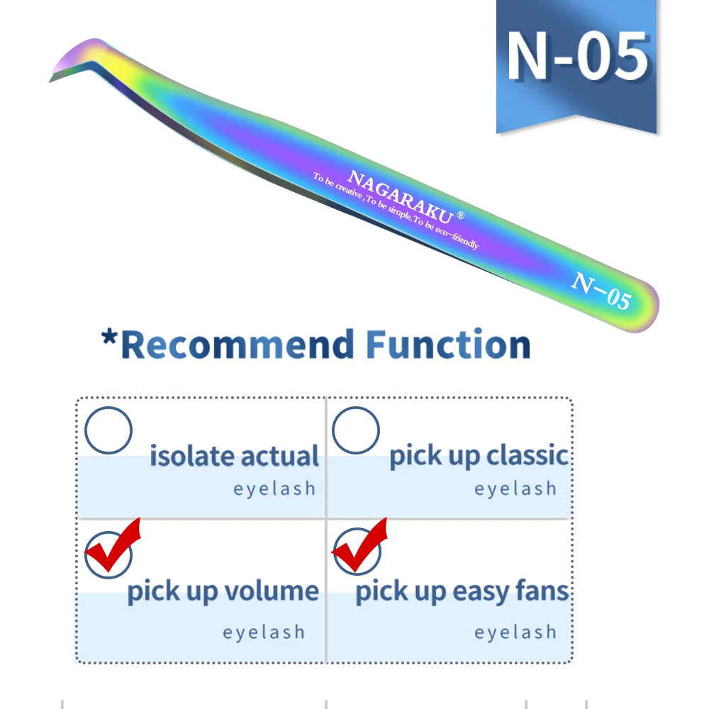 NAGARAKU Eyelash Extension Tweezers Makeup Stainless Steel Eyelash 3D accurate Clip Pi-Mart