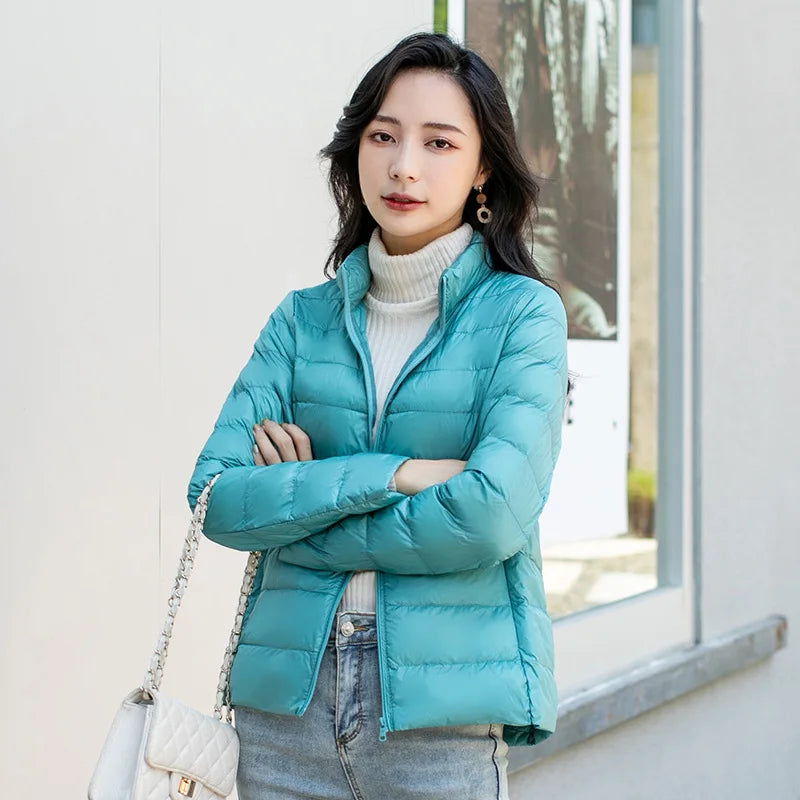 Women Spring Jacket Fashion Short Ultra Lightweight Packable Puffer Coats 15 Colors Female Down Warm Korean Slim Fit Parkas 5XL LadyShow.Store