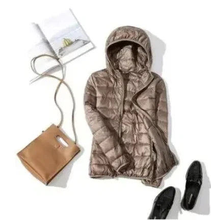 8XL Cheap Ultra Light Down Winter Warm Hooded Feather Puffer Jacket For Girl Short Spring Autumn Coat Female Women Big Size Duck LadyShow.Store