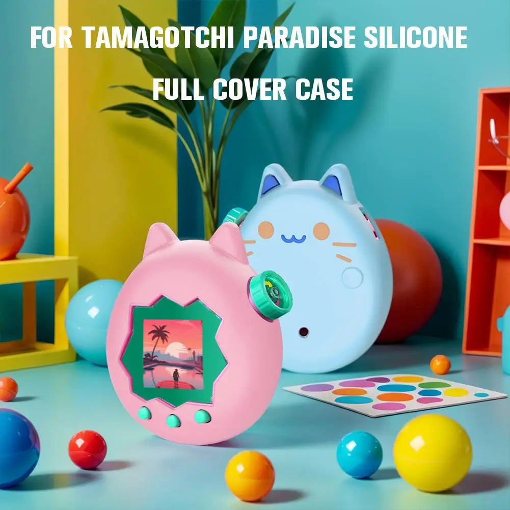 For Tamagotchi Paradise Silicone Full Cover Case Non-Slip Liquid Silicone Cute Protective Cover Soft Shell Game Accessories Pi-Mart