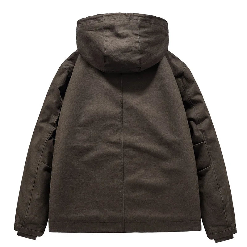 New Fashion Men Hooded Fleece Warm Down Jackets Casual Fit Coats Quality Male Cotton Multi-pockets Cargo Jackets Tooling Coats 4 Pi-Mart