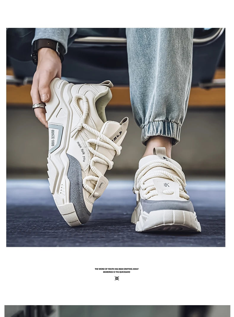 New Men's Casual Sneakers 2025 Spring Fashion Versatile Low-Top Skateboard Shoes for Men Suitable for Outdoor Sports Pi-Mart