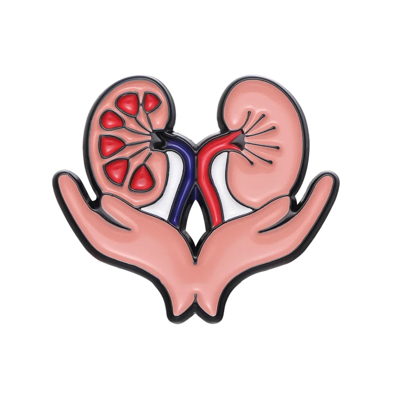 Cute Healthy Liver Organ Enamel Pin Visceral Kidney Breast Brooch Lapel Metal Badge Jewelry Gift for Doctors Nurses Wholesale Pi-Mart