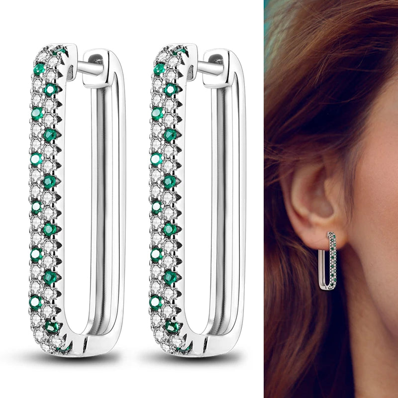 Genuine 925 Sterling Silver Love Feather Earrings Fit Original Charms Hoop For Women Girls Stud Earring Fine Jewelry Gifts Pi-Mart