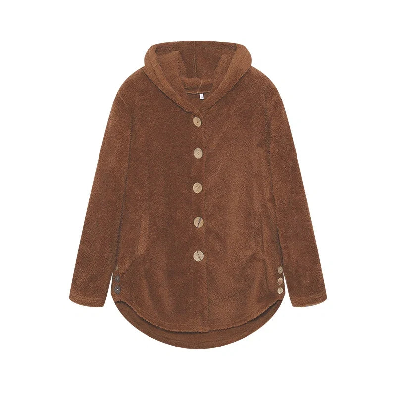 Fashion Trend Autumn and Winter Press-pleated Printed Turn-collar Long-sleeved Shirt Two-piece Furry Coat LadyShow.Store