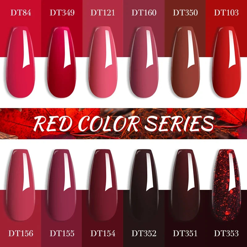 MEET ACROSS 7ml Wine Red Gel Nail Polish Long-Lasting French Style Gel Nail Supplies For Manicure DIY Design Nail Art Varnish Tri Light Beauty