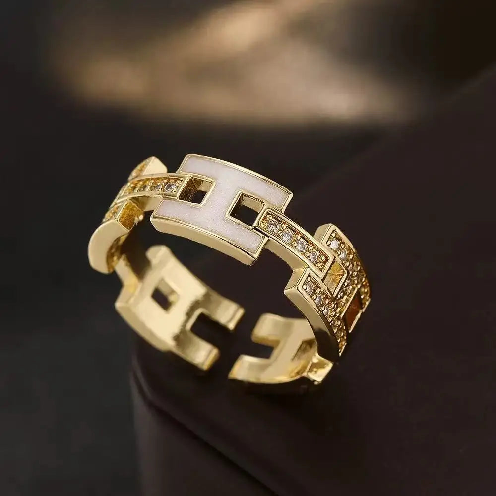 Fashion Creek Two Full Diamond Zircon Sunflower Pendants Rotating Women's Finger Rings Fashion Daily Wear Jewelry Gifts Pi-Mart