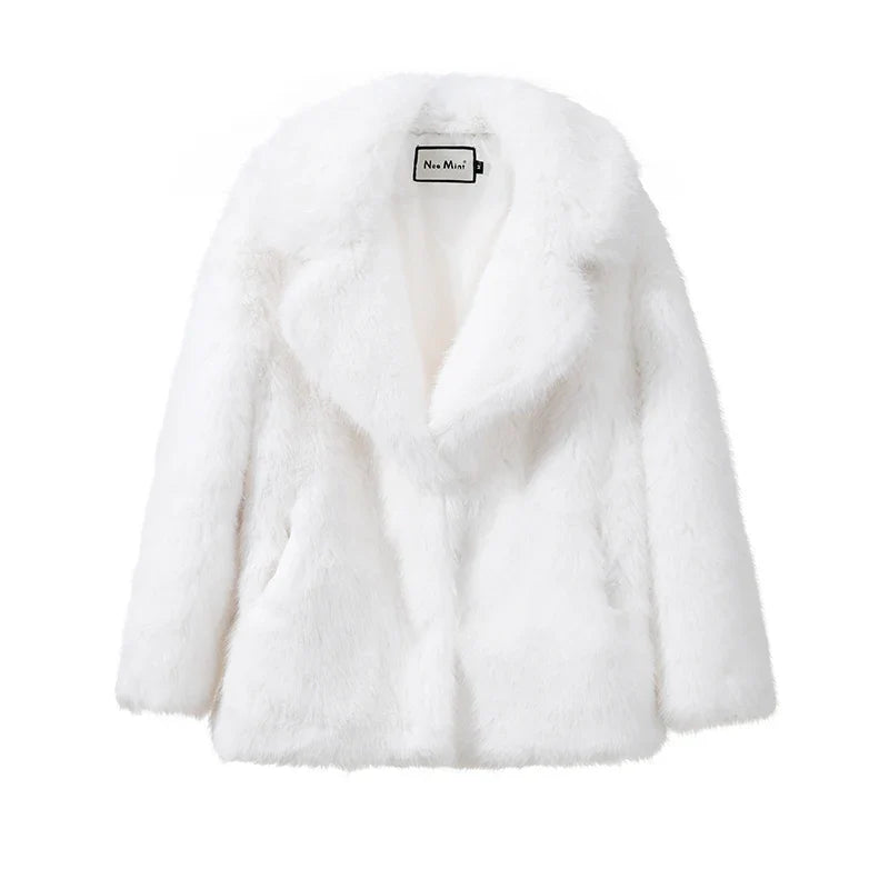 Neo Mint Women Winter 2024 High Quality Luxury Faux Fur Coat Thicken Warm Overcoat Outerwear Hot Girls Solid Long Fox Fur Jacket LadyShow.Store