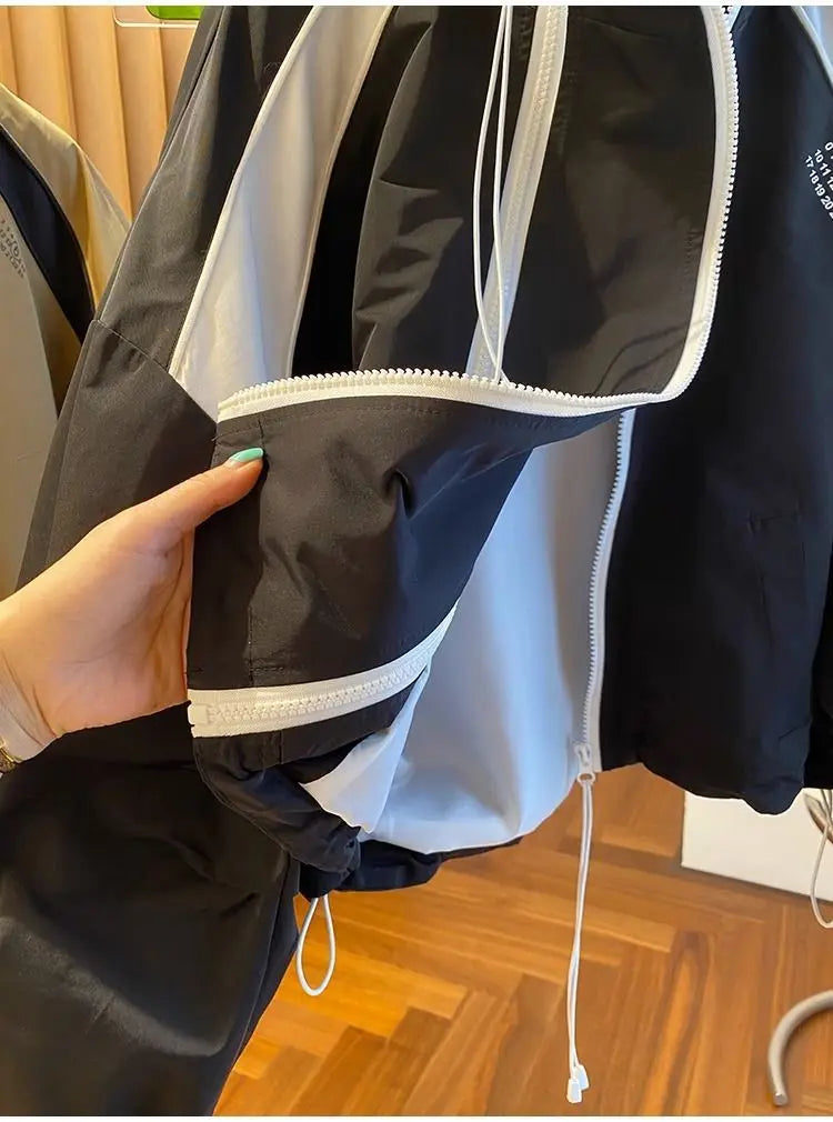 Zipper Design Niche Loose Casual Stand Collar Windbreaker Jacket Spring and Autumn Short Jacket Jacket Top Pi-Mart