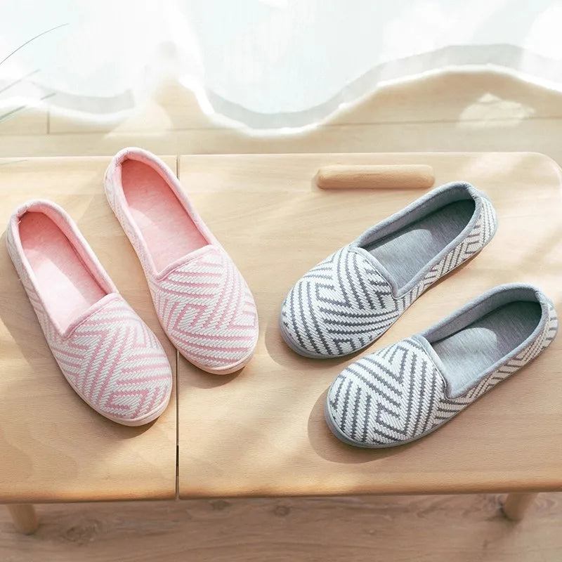 New 2026 Spring Autumn At Home Thermal Anti-Skid Slippers Women's Knitted Indoor Slippers Soft Outsole House Shoes Pi-Mart