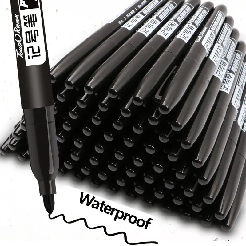 6 PCS Permanent Marker Pen Manga Drawing Markers Black Blue Red Waterproof Ink Sketch Pens Stationery Art School Supplies Pi-Mart