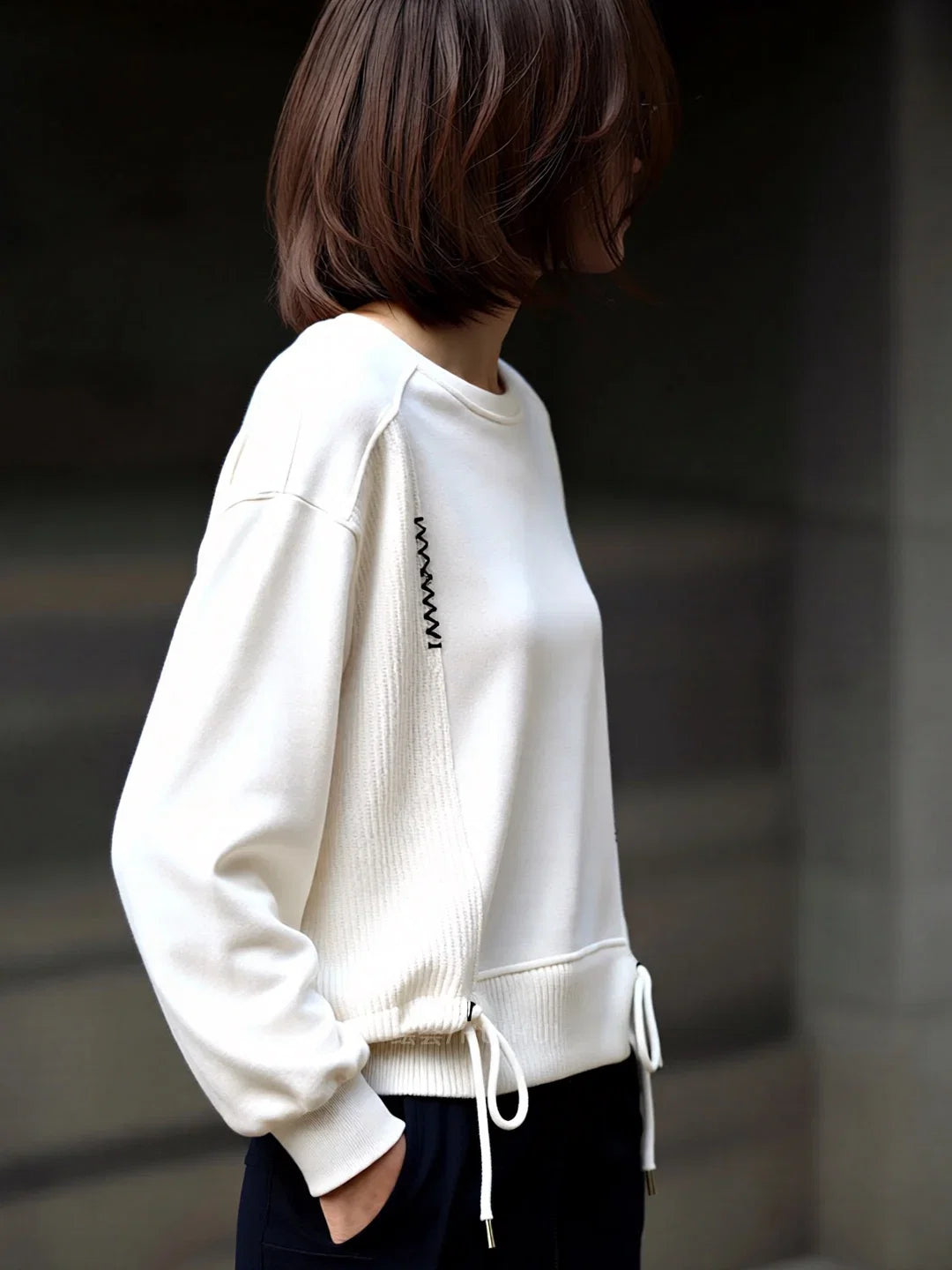 White Hoodie Women Long Sleeve Drawstring Casual Sweatshirts LadyShow.Store