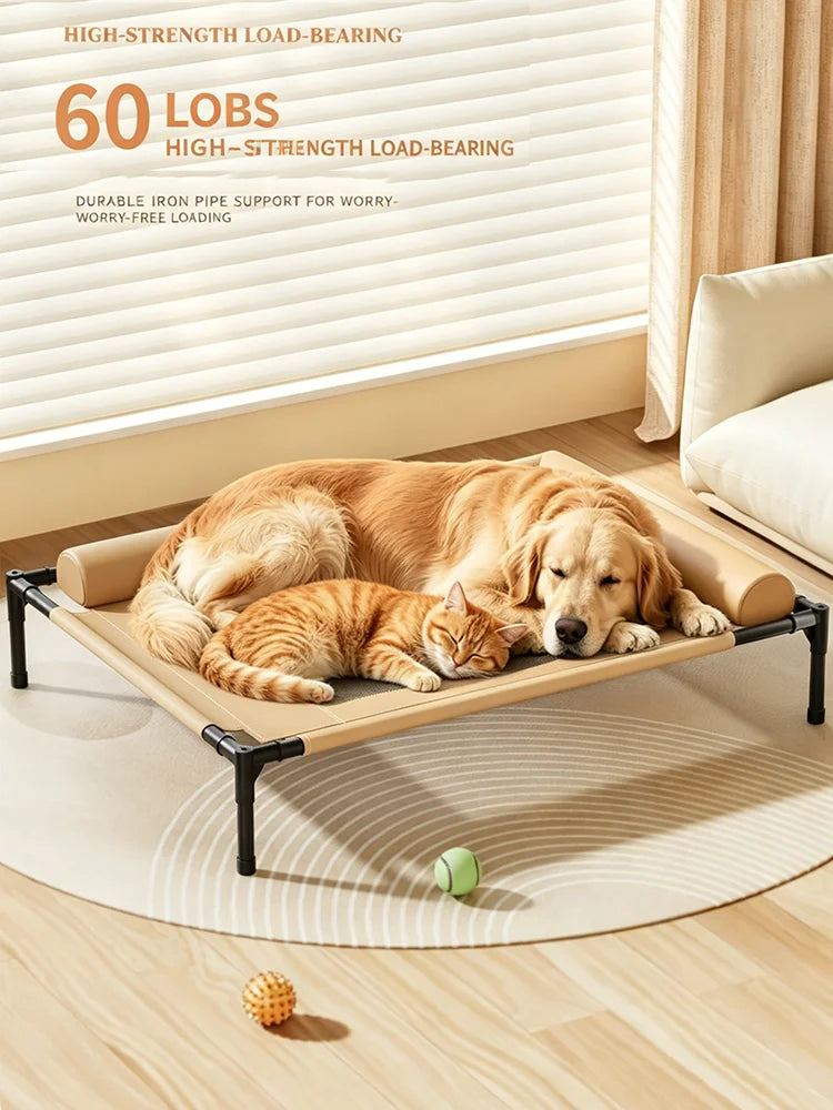 Elevated Cooling Mesh Dog Cot Breathable Moisture Resistant Bed With Pillow Four Seasons Use Indoor For Dog Cat Pet Supplies Pi-Mart