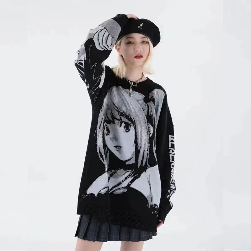 Y2K Women Hip Hop Streetwear Harajuku Sweater Vintage Japanese Style Anime Girl Knitted Soft Pullover Sweaters Female Clothes LadyShow.Store
