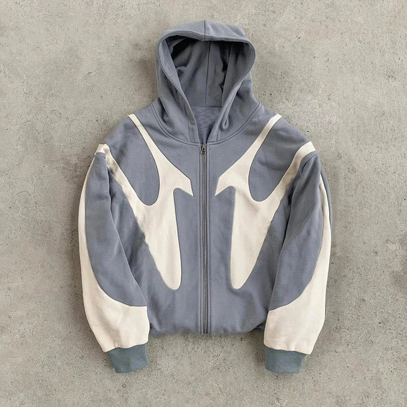 American  Retro Letter Printed Devil Pattern Hoodie Y2k Harajuku Casual Couple Zipper Hoodies Sweatshirt Fashion Street Clothing LadyShow.Store