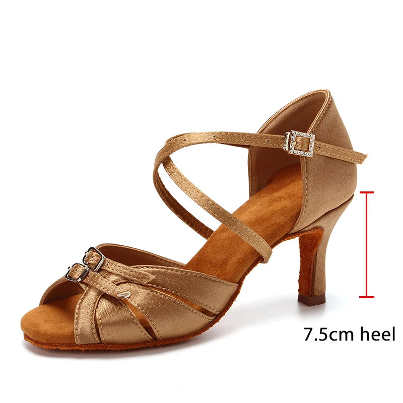 Women Ballroom Latin Dance Shoes Adjustable Modern Pole Dance Shoes Salsa Tango Hot High Heel Latin Shoes For Girls Ladies LadyShow.Store