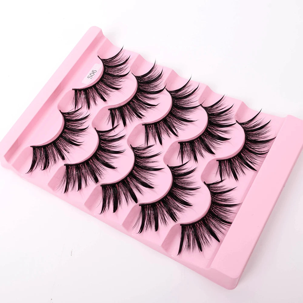 Yiernuo 1/5 Pairs Cosplay Anime Eyelashes Manga Lashes Dramatic Fairy Clusters Lashes Wet Look Lashes Pi-Mart
