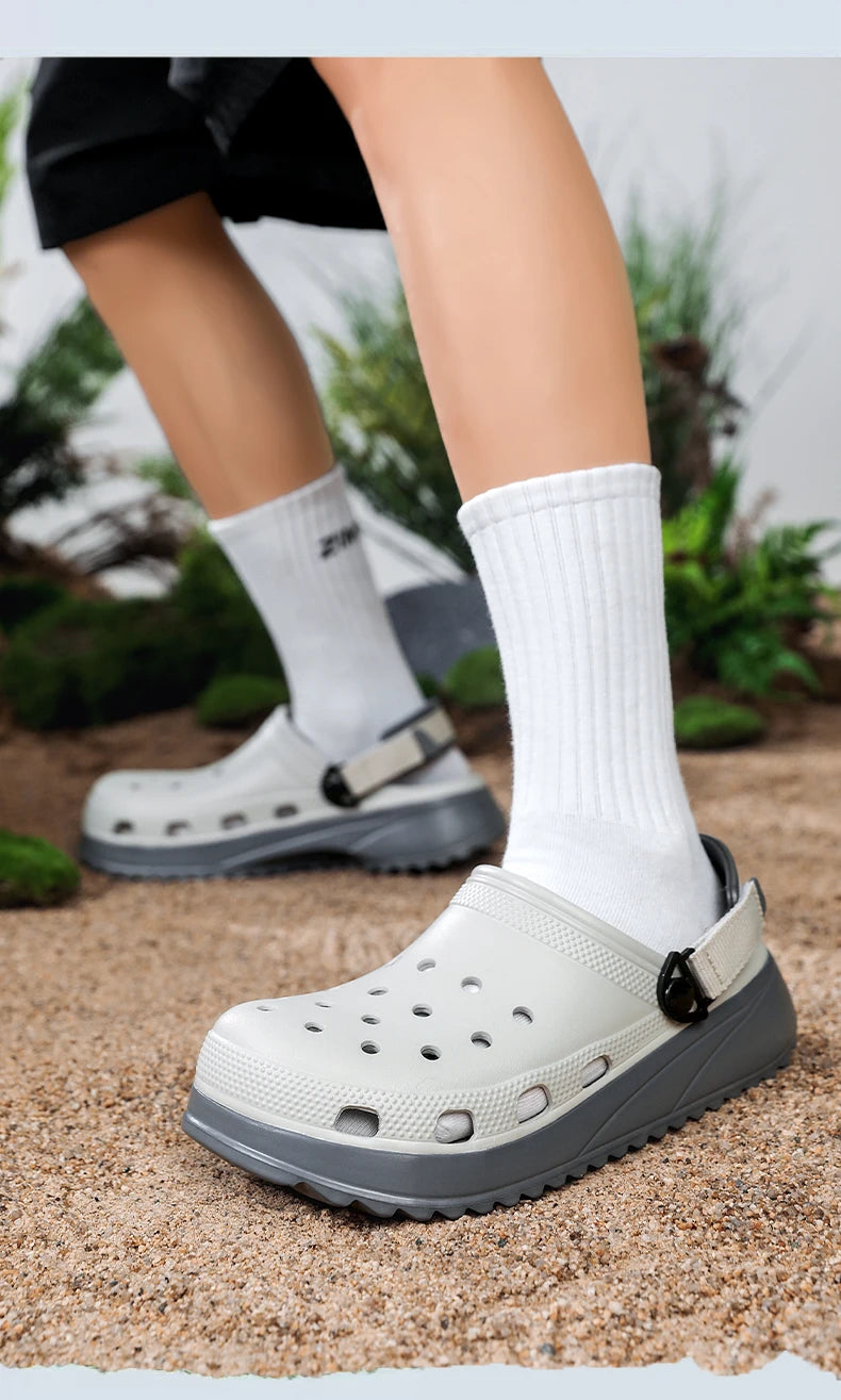Casual Clogs Men 2026 New Trendy Summer Beach Sandals for Men Thick-bottom EVA Garden Shoes Closed-toe Fashion Slippers for Men Pi-Mart