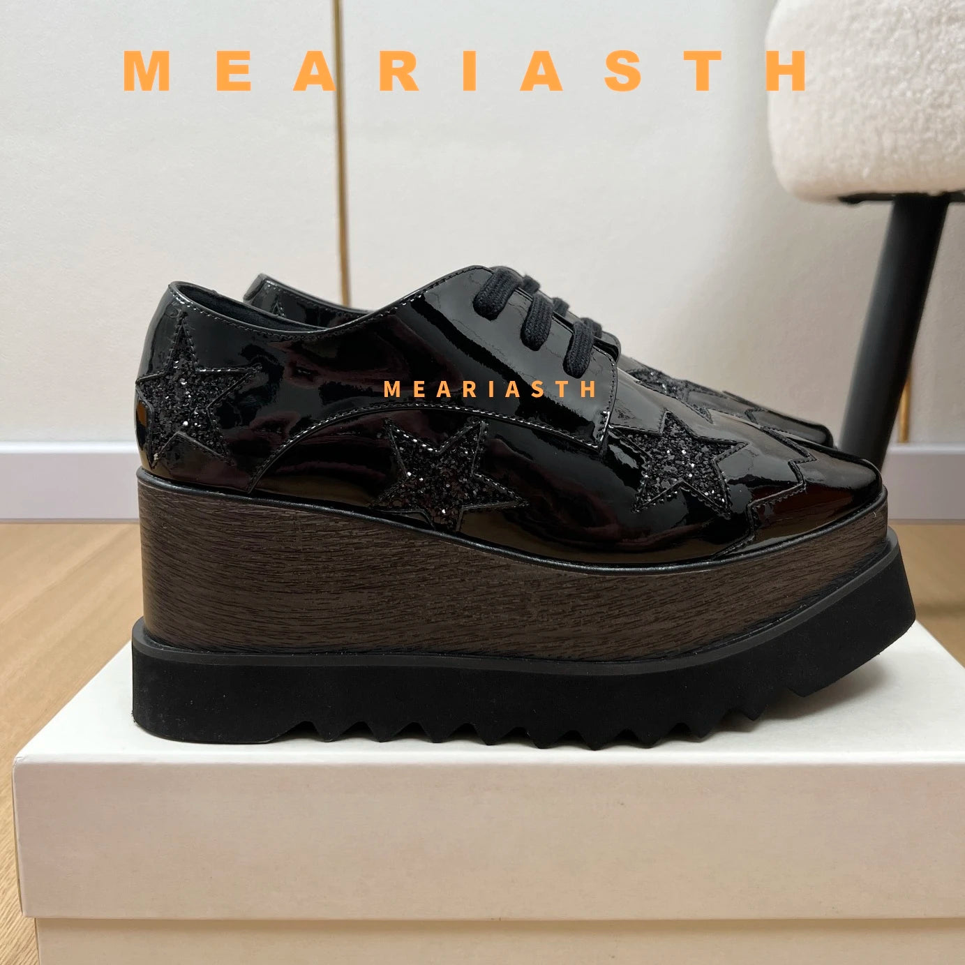 Women Walking Sneakers Autumn Lace-up High Platform Chunky Shoes Breathable Leather Shoes 8.5CM Winter Wedge Heels Casual Shoes Pi-Mart