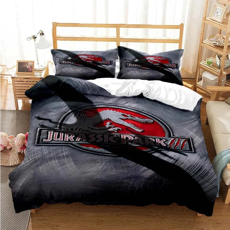 Jurassic Park Bedding Set Cartoon Kids Duvet Cover Set Pillowcase Queen King Double Bed Home Dropshipping King Size Bedding Set Pi-Mart