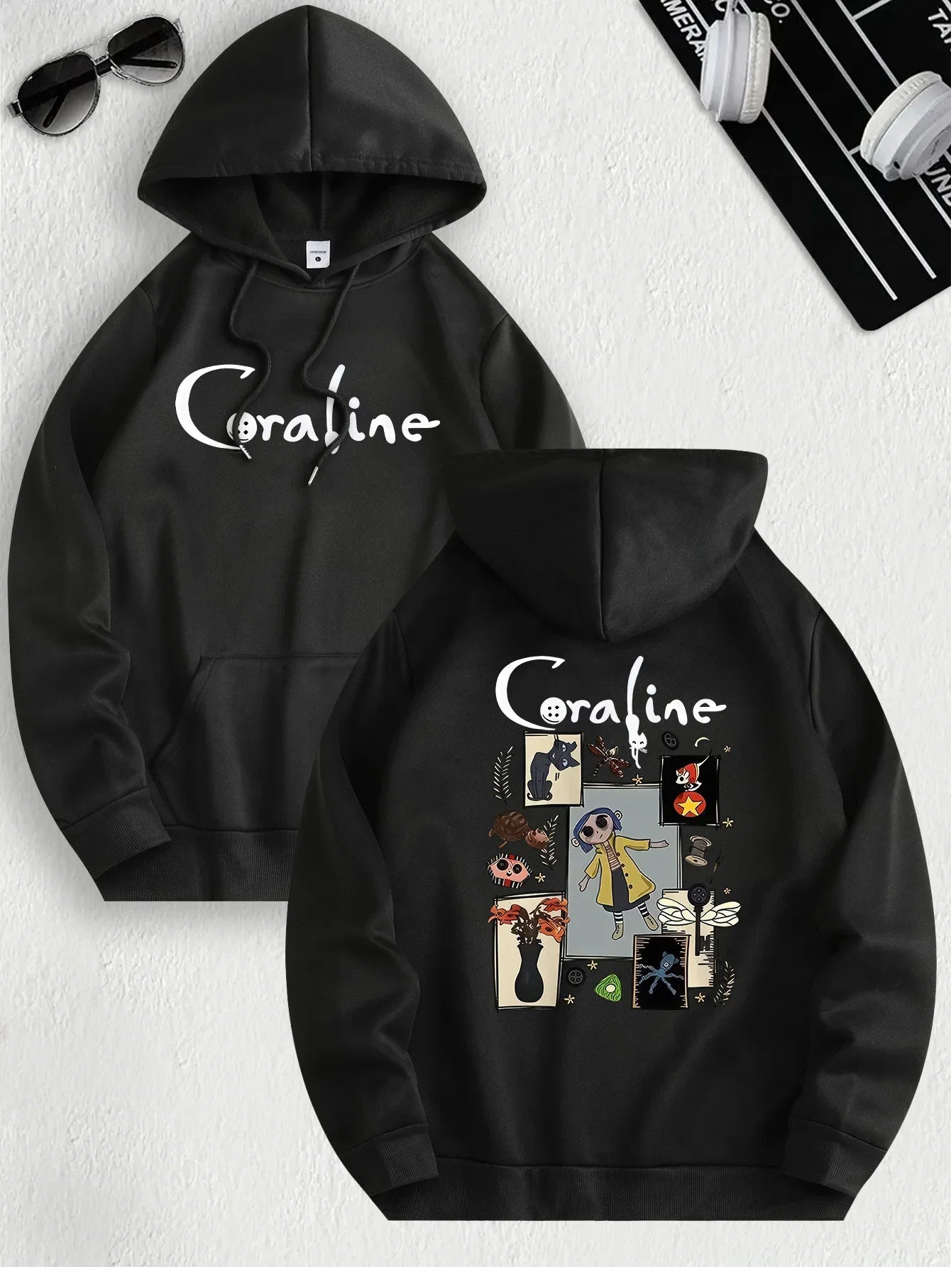 Coraline Inspired Casual Hoodie for Women's Sleeve Regular Fit Hooded Pullover Fashion Casual HipHop Sweatshirts Harajuku LadyShow.Store