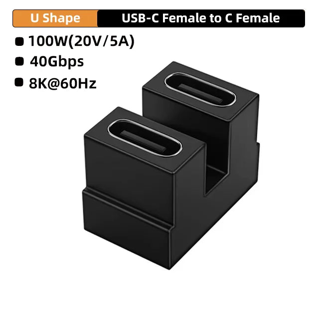 USB4.0 40Gbps OTG Type C 90 Degree Adapter 100W 5A USB C to Type C Fast Charging Converter USB C Data Adapter For Macbook 8K60HZ Pi-Mart