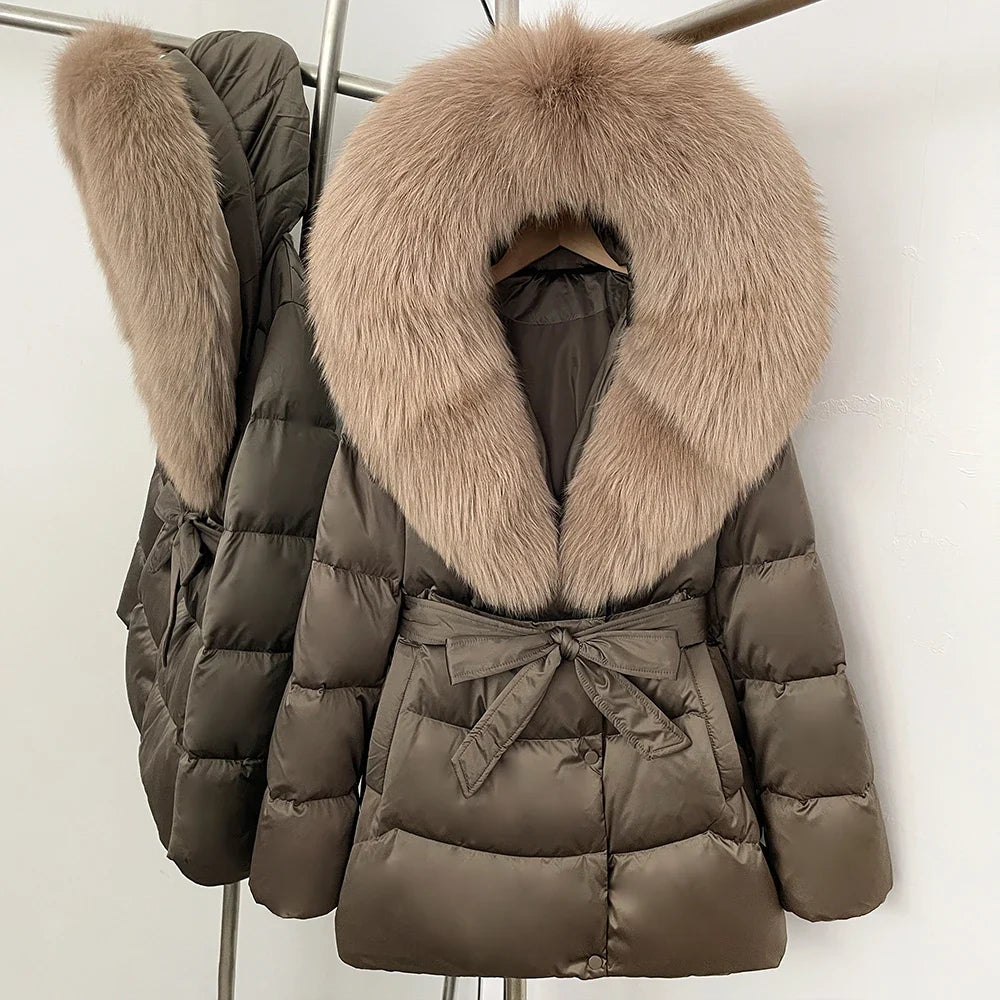 Natural Fur Collar Down Jacket Women Winter 2026 High Quality Duck Down Puffer Parka Windproof Warm Down Coat Outerwear New LadyShow.Store