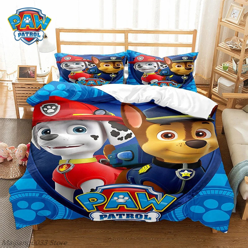 Paw Patrol Cute Puppy Duvet Cover Set, Cartoon Anime Quilt Cover with Pillowcase, Soft Bedding, Bedroom Decor Gift for Kids Pi-Mart