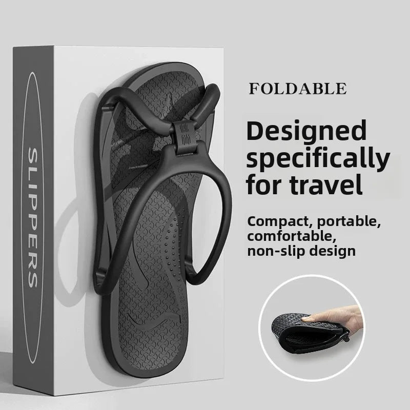 Foldable Travel Slippers Unisex EVA Flip Flops Hotel Non Slip Bathroom Indoor Outdoor Portable Lightweight Comfortable LadyShow.Store