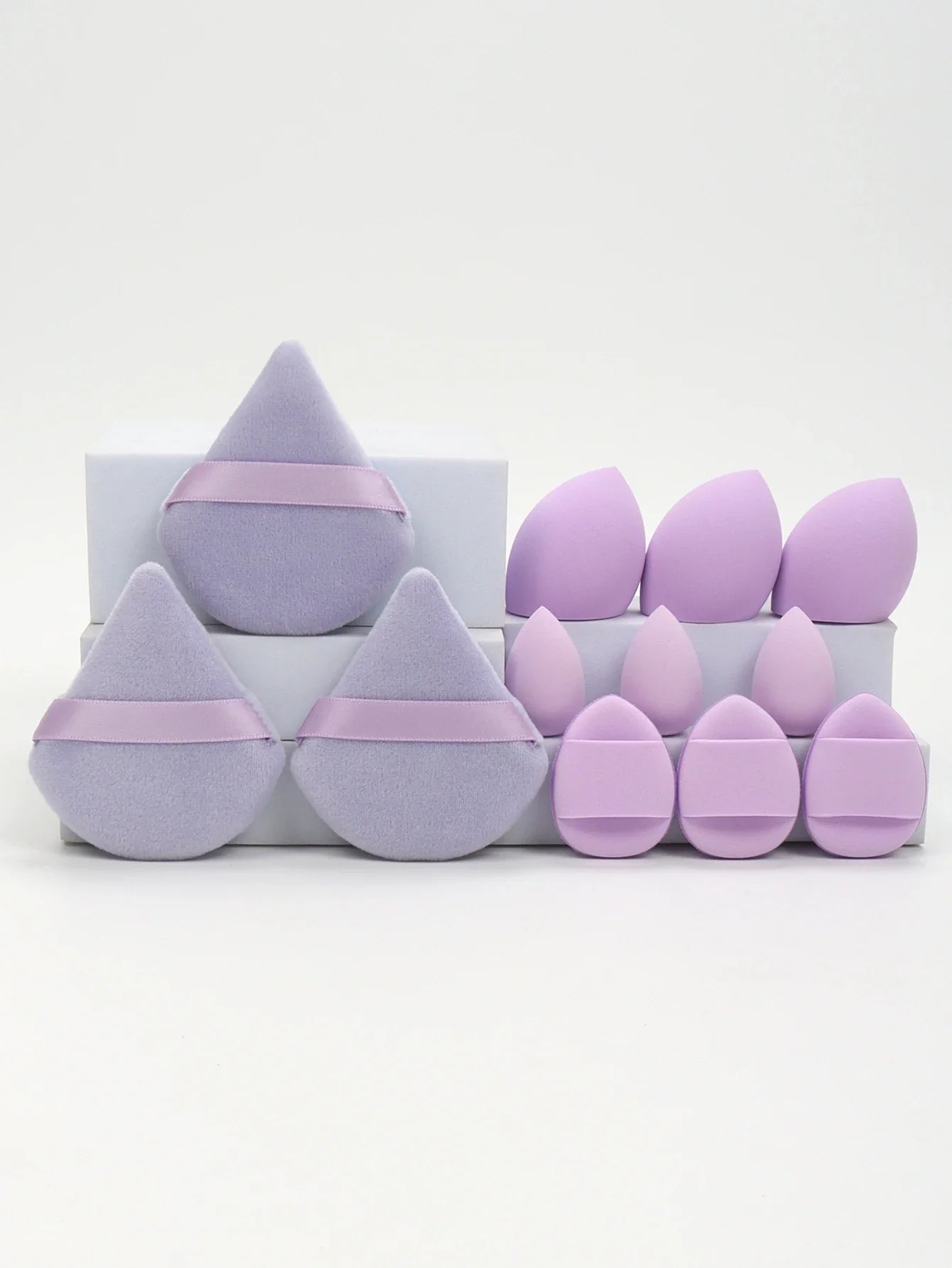 12-Piece All-Purpose Makeup Sponge Set, Made of 3 Loose Powder Puffs, 3 Mini Air Cushion Puffs, 3 Beauty Eggs and 3 Mini Beauty LadyShow.Store