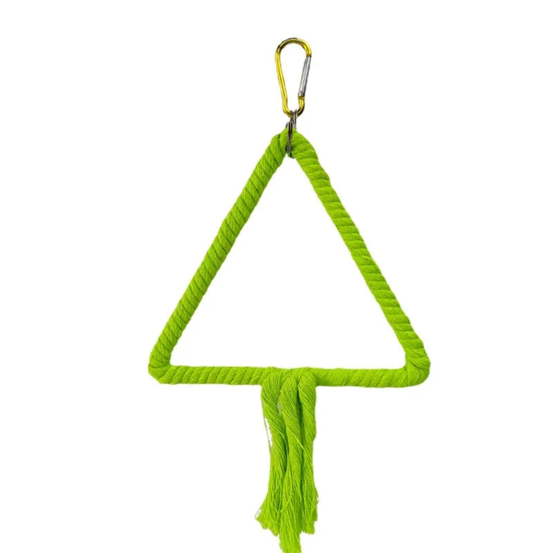 Wooden Bird Toys Small Parrot Chewing Training Toys Cotton Rope Swing Hanging Ring Bell Bird Cage Climbing Ladders Pet Supplies Pi-Mart
