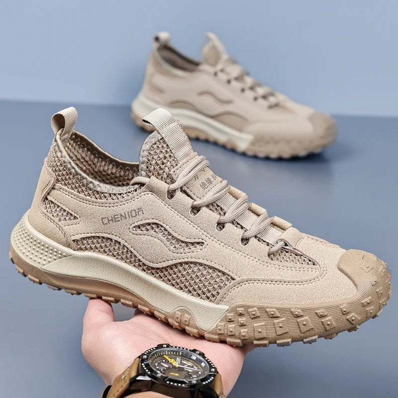Oulylan Men's Summer Breathable Hollow Mesh Wading Shoes 2026 Outdoor Hiking Climbing Non-Slip Sport Sneakers Size 39-44 Pi-Mart