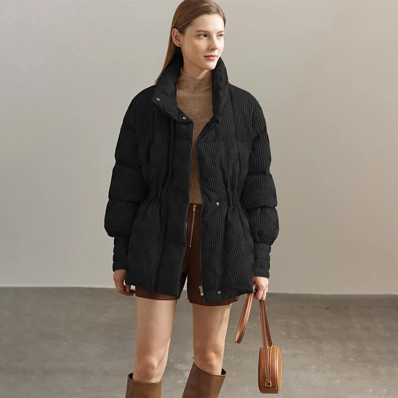 AMII Minimalist Duck Down Puffer Coat Women Winter 2026 Lightweight Stand Collar Lapel Warm Outerwear New Jackets 12344052 LadyShow.Store