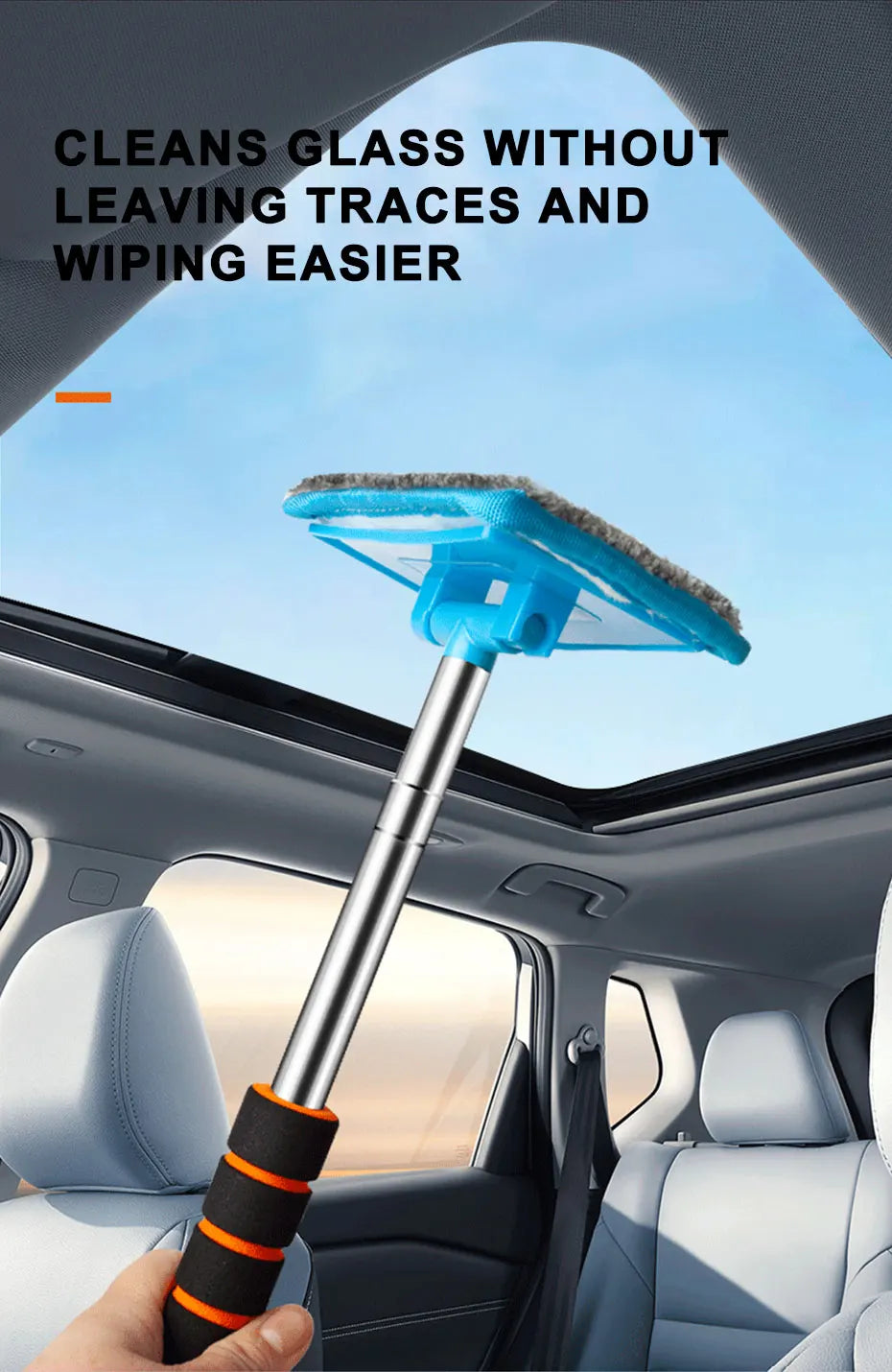 SEAMETAL Car Front Windshield Defogging Brush Telescopic Long Handle Car Household Glass Clean Brushes Dust Remover Tool Pi-Mart