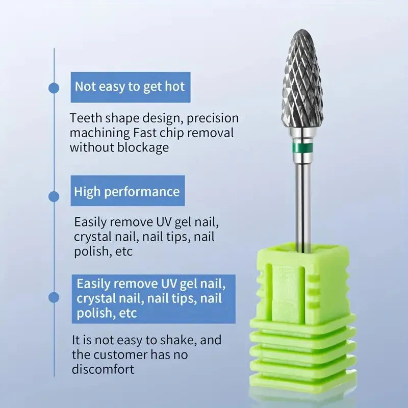 Tungsten Carbid Nail Drill Bits Electric Manicure Drill Accessory Milling Cutters for Nail Gel Polish Remover Nail Tools Efiles Tri Light Beauty