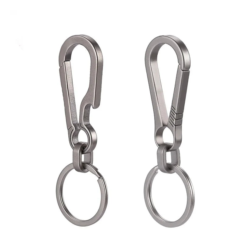 1PC Titanium Alloy Keychain Tiranium Buckle Key Ring Car Accessor Waist Hanging Chain Ring Buckles Opener EDC Outdoor Tool Pi-Mart