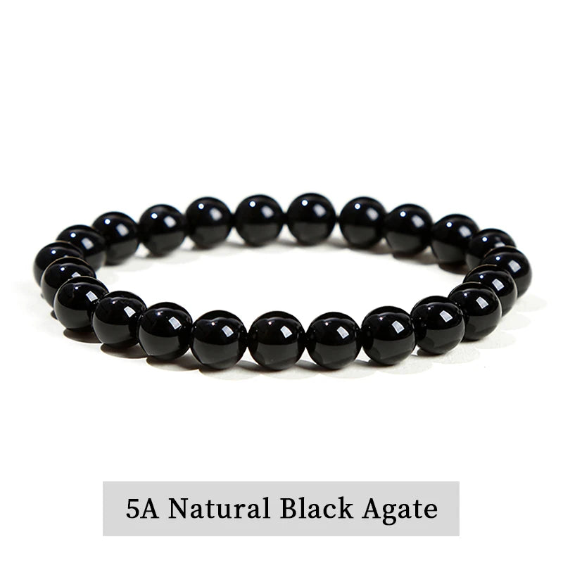 JD Natural Stone Beads Bracelet Amethyst Tiger Eye Crystal Quartz Agate Gem Beads Bangles Women Men Reiki Healling Jewelry Gift Pi-Mart