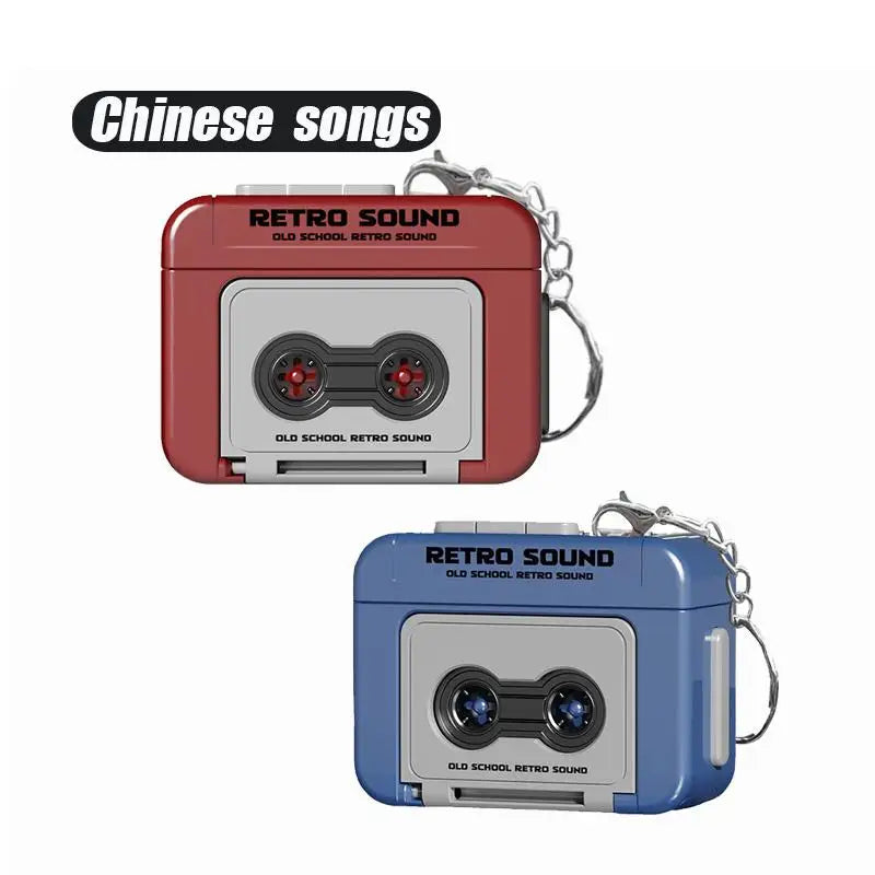 1/2Pcs Retro Tape Recorder Keychain Mini Recording Music Box Pendant Keyring Backpack Ornament Birthday Couple Personalized Gift Pi-Mart