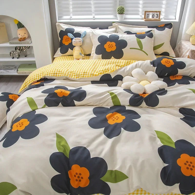Lovely Cartoon King Size Duvet Cover Set 220x240 Skin Friendly Double Bed Quilt Cover Blanket Comforter Cover and Pillowcase Pi-Mart