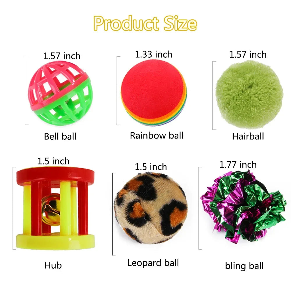 Kitten Toys Variety Pack-Pet Cat Toys Combination Set Cat Toy Funny Cat Stick Sisal Mouse Bell Ball Cat Supplies Pi-Mart