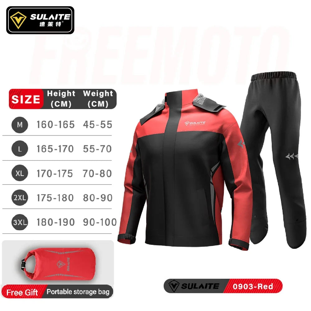 SULAITE Rain Suit Motorcycle Rain Gear Suit for Men & Women Jackets & Pants Reflective Waterproof Breathable Rainsuit LadyShow.Store