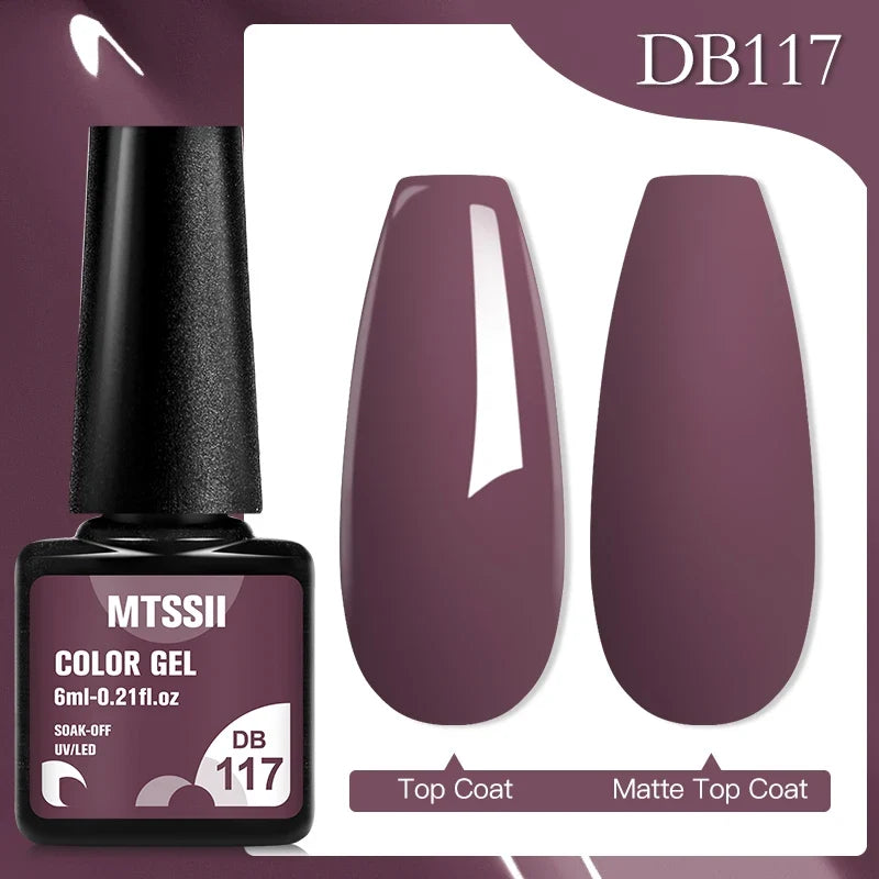 Mtssii 6ML Chocolate Color Gel Nail Polish Brown Semi Permanent UV Gel Autumn Winter Popular Soak Off Nail Art Gel Varnishes Tri Light Beauty